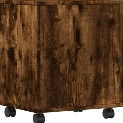 vidaXL printerstativ med hjul 41x32x48 cm røget egetræsfarve