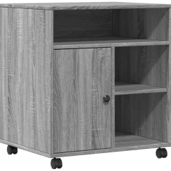 vidaXL printerstativ med hjul 60x50x67 cm grå sonoma-eg