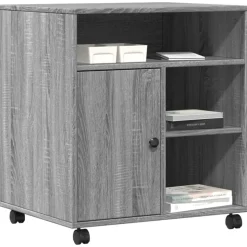 vidaXL printerstativ med hjul 60x50x67 cm grå sonoma-eg