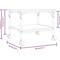 vidaXL printerstativ 50x40x38 cm 2 hylder konstrueret træ grå sonoma