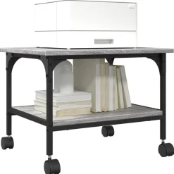 vidaXL printerstativ 50x40x38 cm 2 hylder konstrueret træ grå sonoma