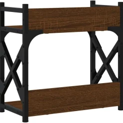 vidaXL printerstativ 40x20x40 cm 2 hylder konstrueret træ brunt eg