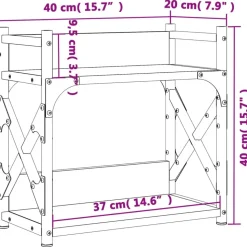 vidaXL printerstativ 40x20x40 cm 2 hylder konstrueret træ brunt eg