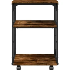vidaXL printerstativ 43x48x64 cm 3 hylder konstrueret træ røget sonoma
