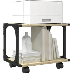 vidaXL printerstativ 41x28x33,5 cm 2 hylder konstrueret træ sonoma-eg