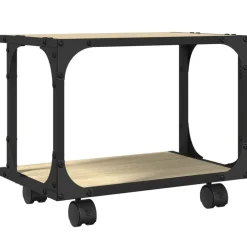 vidaXL printerstativ 41x28x33,5 cm 2 hylder konstrueret træ sonoma-eg