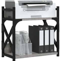 vidaXL printerstativ 40x20x40 cm 2 hylder konstrueret træ grå sonoma