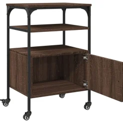 vidaXL printerstativ 50x40x76 cm 3 hylder konstrueret træ brunt eg