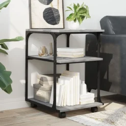 vidaXL printerstativ 43x48x64 cm 3 hylder konstrueret træ grå sonoma