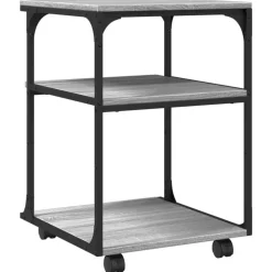 vidaXL printerstativ 43x48x64 cm 3 hylder konstrueret træ grå sonoma