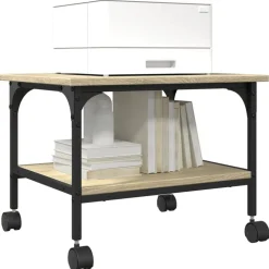 vidaXL printerstativ 50x40x38 cm 2 hylder konstrueret træ sonoma-eg