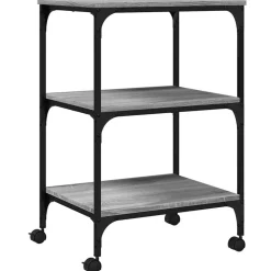 vidaXL printerstativ 50x41x75 cm 3 hylder konstrueret træ grå sonoma