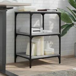 vidaXL printerstativ 50x41x75 cm 3 hylder konstrueret træ grå sonoma