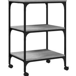 vidaXL printerstativ 50x41x75 cm 3 hylder konstrueret træ grå sonoma