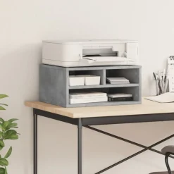 vidaXL printerstativ 49x40x22,5 cm konstrueret træ betongrå