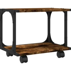 vidaXL printerstativ 41x28x33,5 cm 2 hylder konstrueret træ røget eg