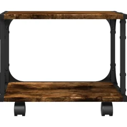 vidaXL printerstativ 41x28x33,5 cm 2 hylder konstrueret træ røget eg