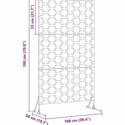 vidaXL Privatlivsskærm Grå 100 x 50 x 180 cm Stål