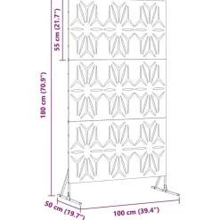 vidaXL Privatlivsskærm Grå 100 x 50 x 180 cm Stål