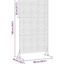 vidaXL Privatlivsskærm Grå 100 x 50 x 180 cm Stål