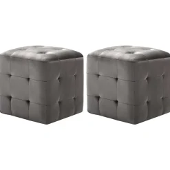 vidaXL puf 2 stk. 30 x 30 x 30 cm fløjlsstof grå