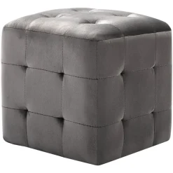 vidaXL puf 2 stk. 30 x 30 x 30 cm fløjlsstof grå