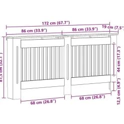 vidaXL Radiatorcover Grå Sonoma 172 x 19 x 81,5 cm Konstrueret træ
