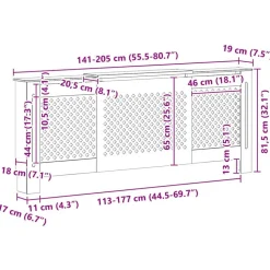 vidaXL radiatorskjuler 205 cm MDF grå