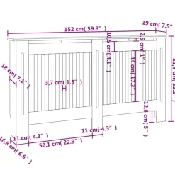 vidaXL radiatorskjuler 152x19x81,5 cm MDF antracitgrå