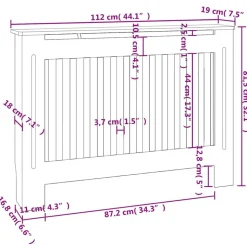 vidaXL radiatorskjuler 112x19x81,5 cm MDF grå