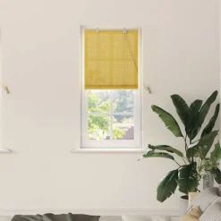 vidaXL Rullegardin med gardiner Gul 60 x 160 cm Bambus
