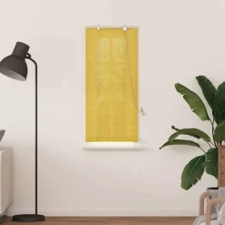 vidaXL Rullegardin med gardiner Gul 60 x 160 cm Bambus
