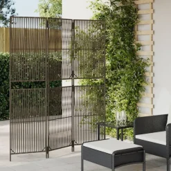 vidaXL rumdeler 3 paneler polyrattan grå