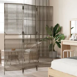 vidaXL rumdeler 3 paneler polyrattan grå