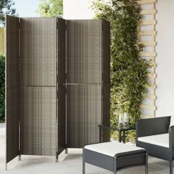 vidaXL rumdeler 5 paneler polyrattan grå