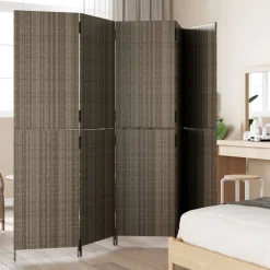 vidaXL rumdeler 5 paneler polyrattan grå