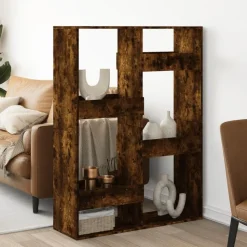 vidaXL rumdeler 100x33x135 cm konstrueret træ røget egetræsfarve