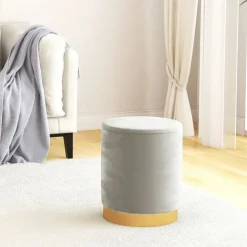 vidaXL rund puf fløjl 31 x 37 cm lysegrå