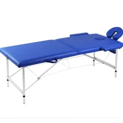 vidaXL sammenfoldeligt massagebord med aluminiumsstel 2 zoner blå