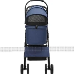 vidaXL Sammenklappelig kæledyrsvogn Blå 81 x 47 x 99 cm Polyester
