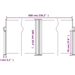 vidaXL sammenrullelig sidemarkise 100 x 600 cm cremefarvet