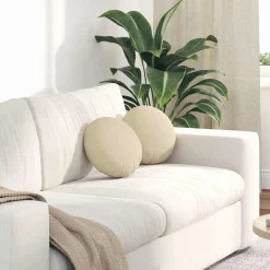 vidaXL Sædepuder 2 pcs Creme Ø30 x 13 cm Stof