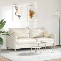 vidaXL Sædepuder 2 pcs Creme Ø30 x 13 cm Stof