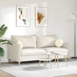 vidaXL Sædepuder 2 pcs Creme Ø30 x 13 cm Velourstof