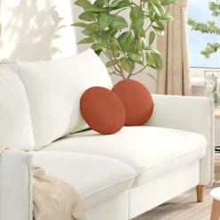 vidaXL Sædepuder 2 pcs Rød orange Ø30 x 13 cm Velourstof