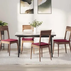 vidaXL Sædepuder 4 pcs Vinrød 40 x 40 x 3 cm Fløjl