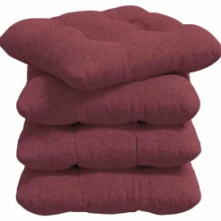 vidaXL Sædepuder 4 pcs Vinrød 40 x 40 x 12 cm Stof