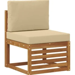 vidaXL Sektionalsofa sæt 10 pcs Naturlig og Beige Massivt Akacietræ