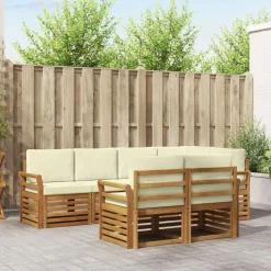 vidaXL Sektionalsofa sæt 7 pcs Naturlig og Fløde Massivt Akacietræ