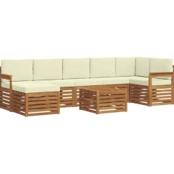 vidaXL Sektionalsofa sæt 8 pcs Naturlig og Fløde Massivt Akacietræ